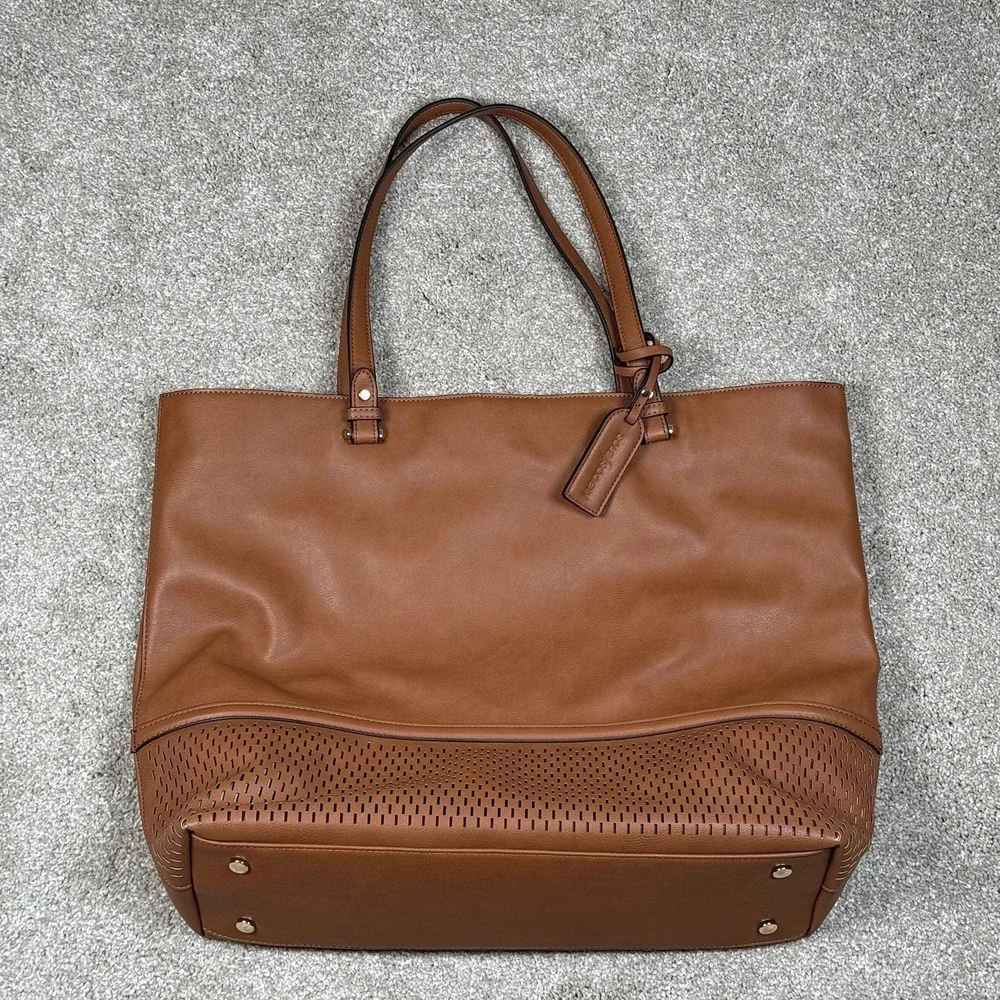 Sole Society Laptop Bag Purse Brown Pockets Animal Print Large Women